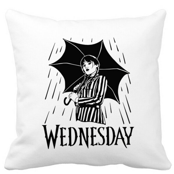 Perna Decorativa Wednesday Addams 5,40x40 cm, Alba, Mata, Husa Detasabila, Burduf 11 Perna Decorativa Wednesday Addams 5