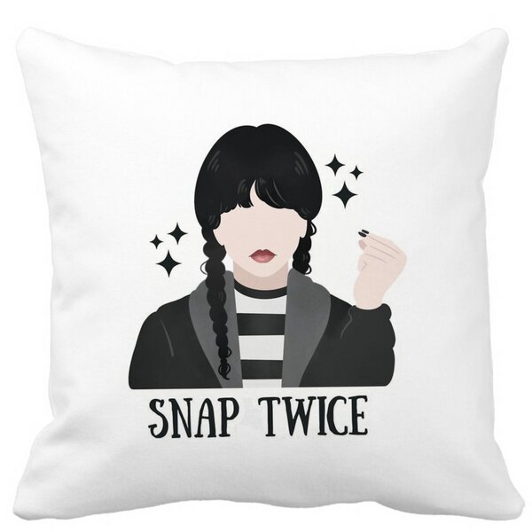 Perna Decorativa Wednesday Addams 6,40x40 cm, Alba, Mata, Husa Detasabila, Burduf 13 Perna Decorativa Wednesday Addams 6