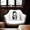 Perna Decorativa Wednesday Addams 7,40x40 cm, Alba, Mata, Husa Detasabila, Burduf 23 Husa Detasabila