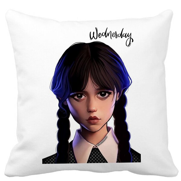Perna Decorativa Wednesday Addams 8,40x40 cm, Alba, Mata, Husa Detasabila, Burduf 11 Perna Decorativa Wednesday Addams 8
