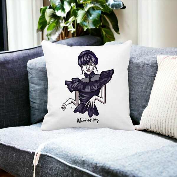 Perna Decorativa Wednesday Addams Dancing Hands 1,40x40 cm, Alba, Mata, Husa Detasabila, Burduf 17 Alba