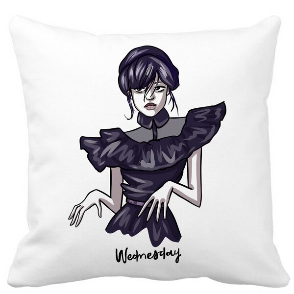 Perna Decorativa Wednesday Addams Dancing Hands 1,40x40 cm, Alba, Mata, Husa Detasabila, Burduf 15 Perna Decorativa Wednesday Addams Dancing Hands 1