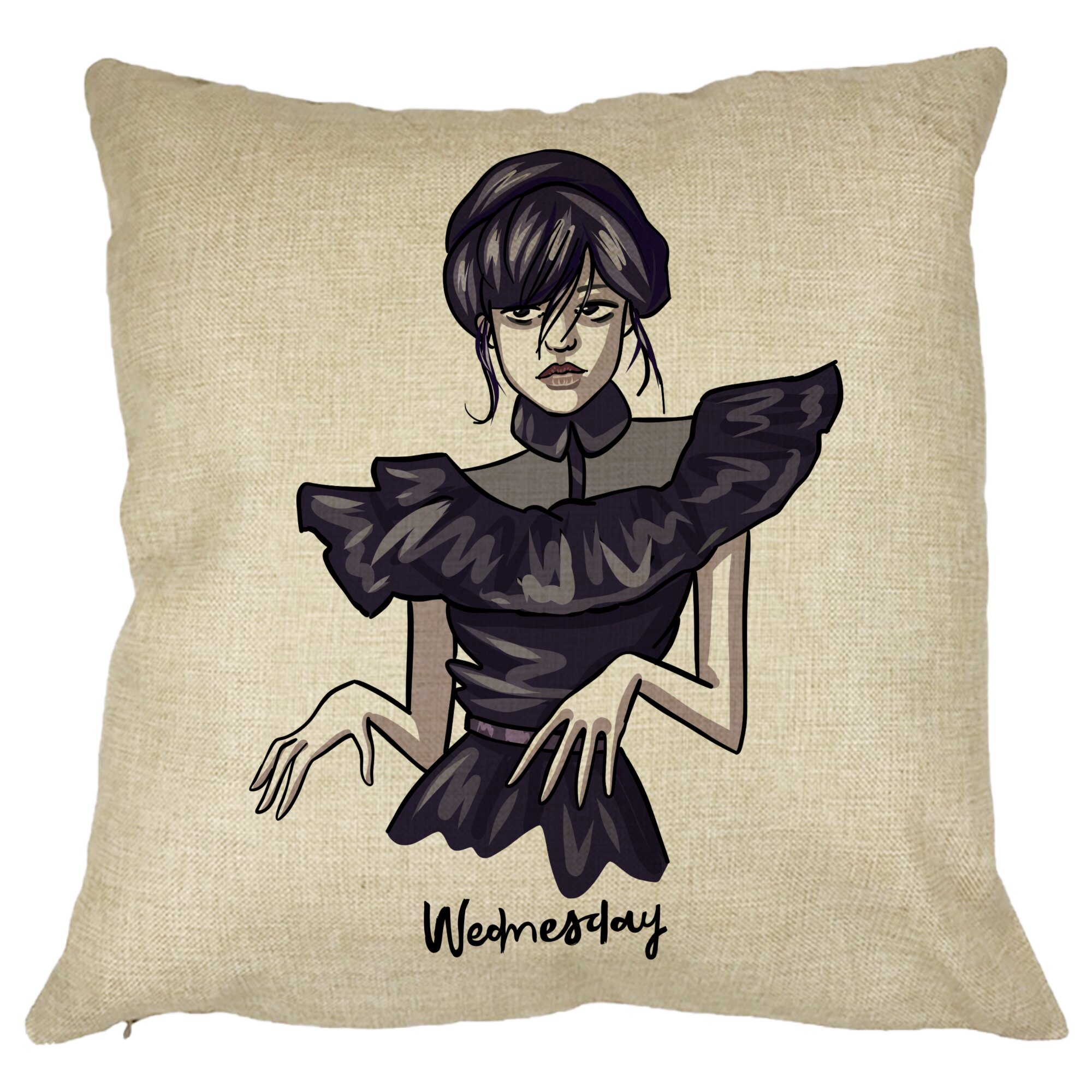 Perna Decorativa Wednesday Addams Dancing Hands 1,40x40 cm, Husa Detasabila, Burduf 11 Perna Decorativa Wednesday Addams Dancing Hands 1