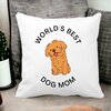 Perna Decorativa, World's Best Dog Mom, 40x40 cm, Alba, Mata, Husa Detasabila, Burduf 18 40x40 cm