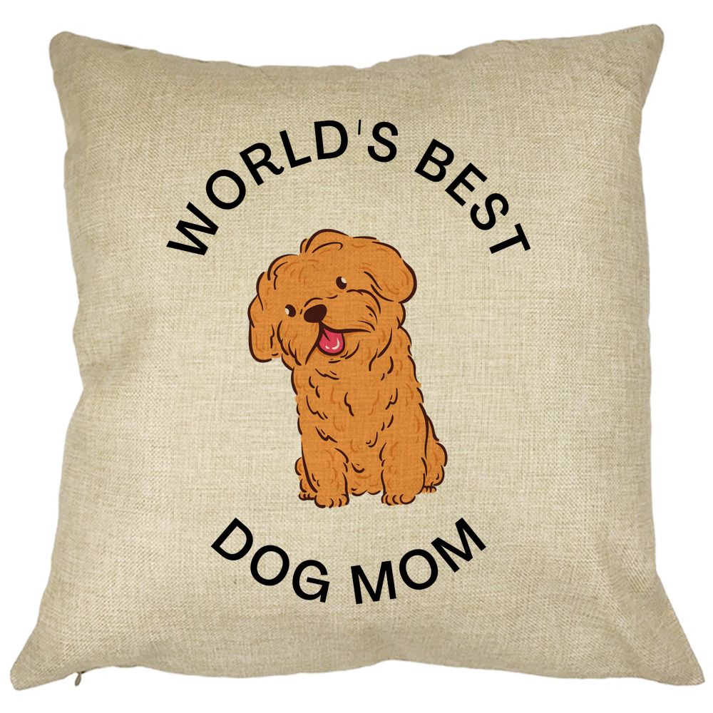 Perna Decorativa, World's Best Dog Mom, 40x40 cm, Husa Detasabila, Burduf 11 Perna Decorativa