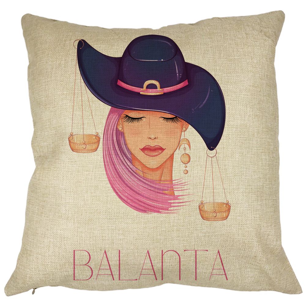 Perna Decorativa, Zodia Balanta, 40x40 cm, Husa Detasabila, Burduf 11 Perna Decorativa