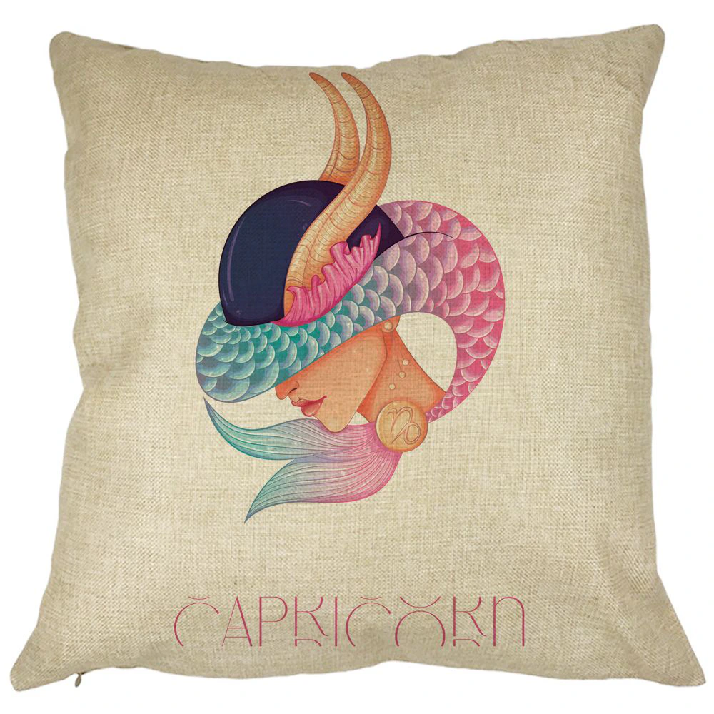 Perna Decorativa, Zodia Capricorn, 40x40 cm, Husa Detasabila, Burduf 11 Perna Decorativa
