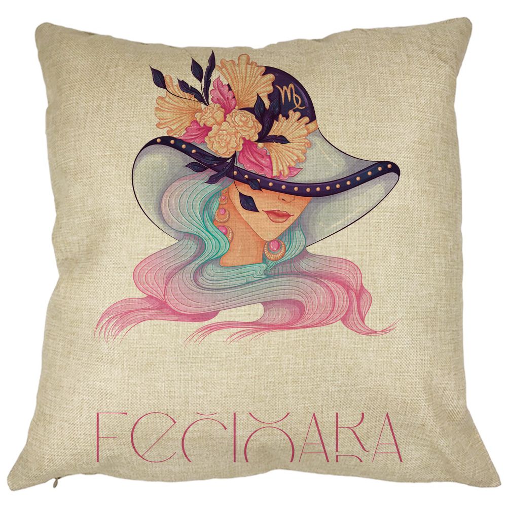 Perna Decorativa, Zodia Fecioara, 40x40 cm, Husa Detasabila, Burduf 11 Perna Decorativa