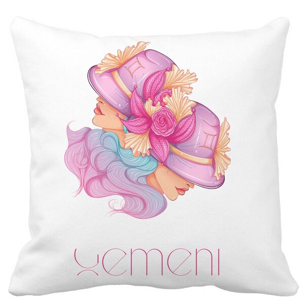 Perna Decorativa, Zodia Gemeni, 40x40 cm, Alba, Mata, Husa Detasabila, Burduf 11 Perna Decorativa