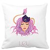 Perna Decorativa, Zodia Leu, 40x40 cm, Alba, Mata, Husa Detasabila, Burduf 16 Perna Decorativa