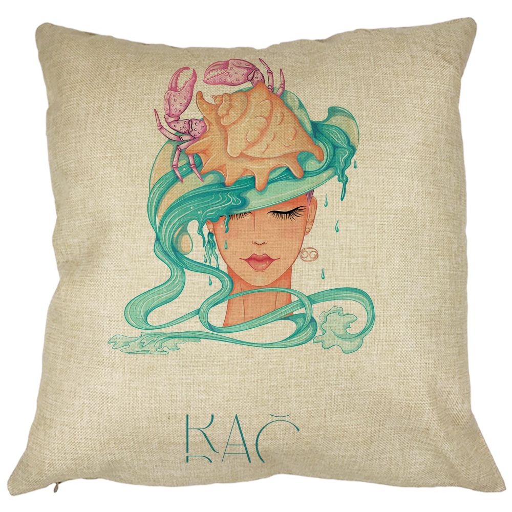 Perna Decorativa, Zodia Rac, 40x40 cm, Husa Detasabila, Burduf 11 Perna Decorativa
