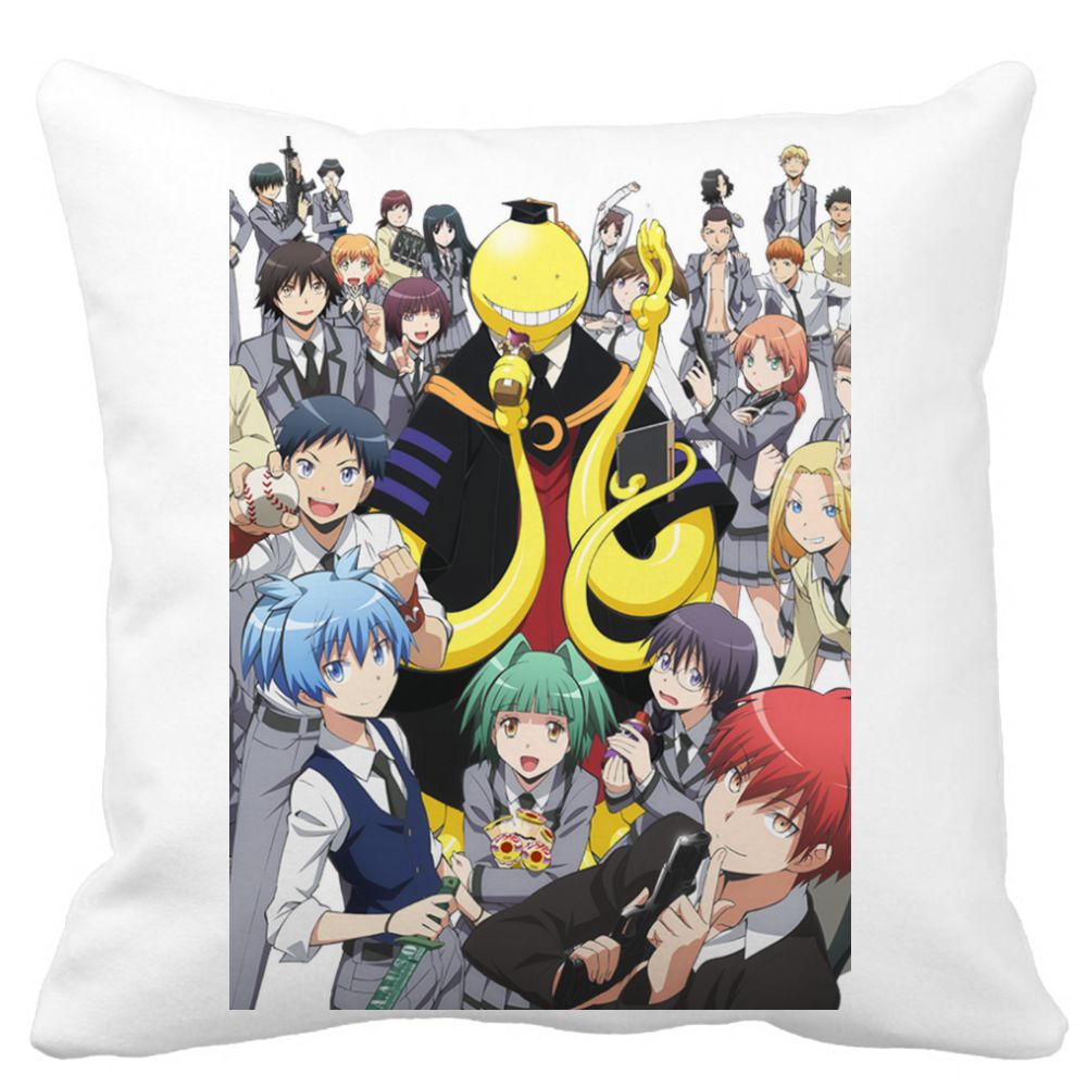 Perna Decorativa cu Assasination Classroom, 40x40 cm, Alba, Mata, Husa Detasabila, Burduf 3 Perna Decorativa cu Assasination Classroom