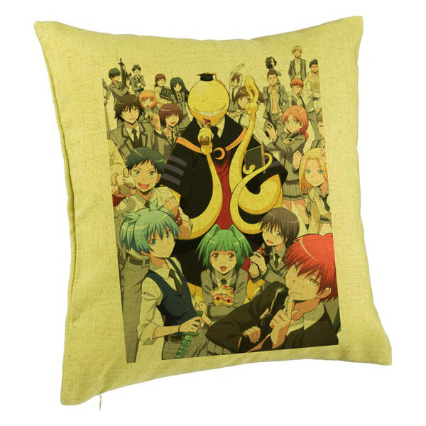 Perna Decorativa cu Assasination Classroom, 40x40 cm, Verde, Husa Detasabila, Burduf 5 Perna Decorativa cu Assasination Classroom