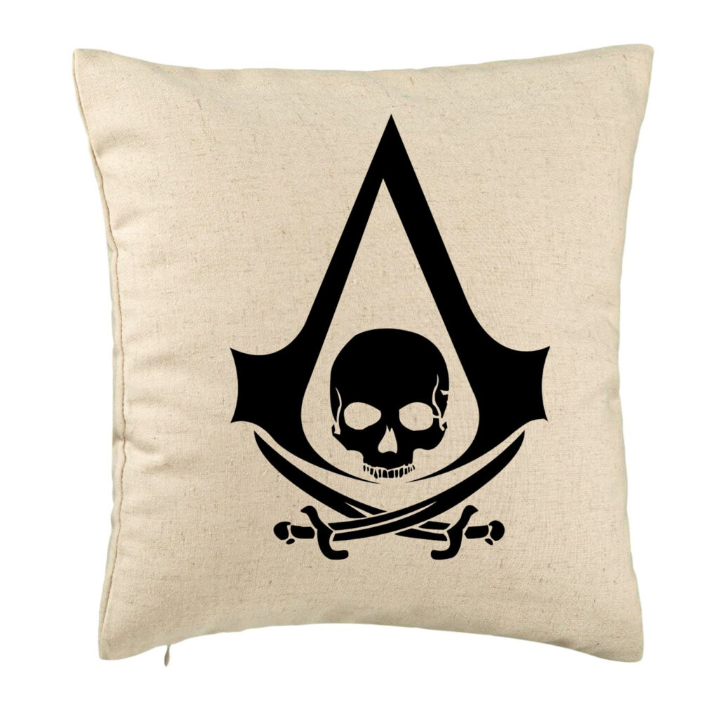 Perna Decorativa cu Assasin's Creed Fans, 40x40 cm, Bej, Husa Detasabila, Burduf 5 Perna Decorativa cu Assasin's Creed Fans