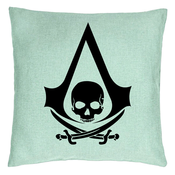 Perna Decorativa cu Assasin's Creed Fans, 40x40 cm, Verde Menta, Husa Detasabila, Burduf 5 Perna Decorativa cu Assasin's Creed Fans
