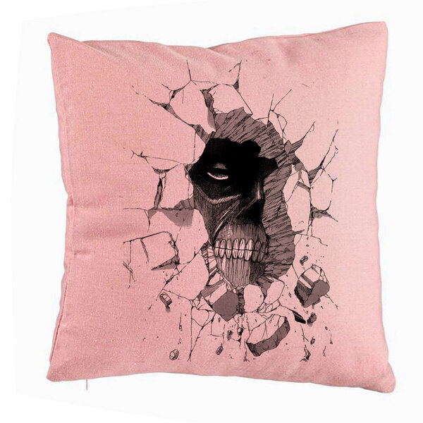 Perna Decorativa cu Attack on Titan, 40x40 cm, Roz, Husa Detasabila, Burduf 5 Perna Decorativa cu Attack on Titan