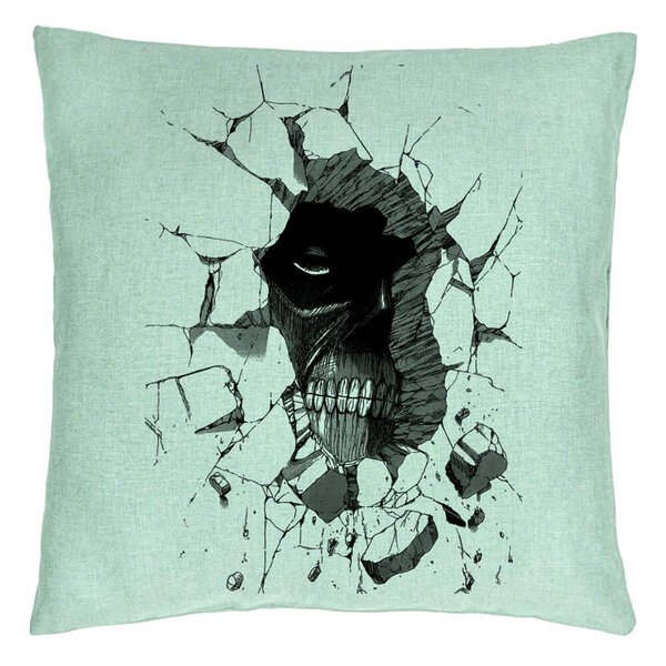 Perna Decorativa cu Attack on Titan, 40x40 cm, Verde Menta, Husa Detasabila, Burduf 5 Perna Decorativa cu Attack on Titan