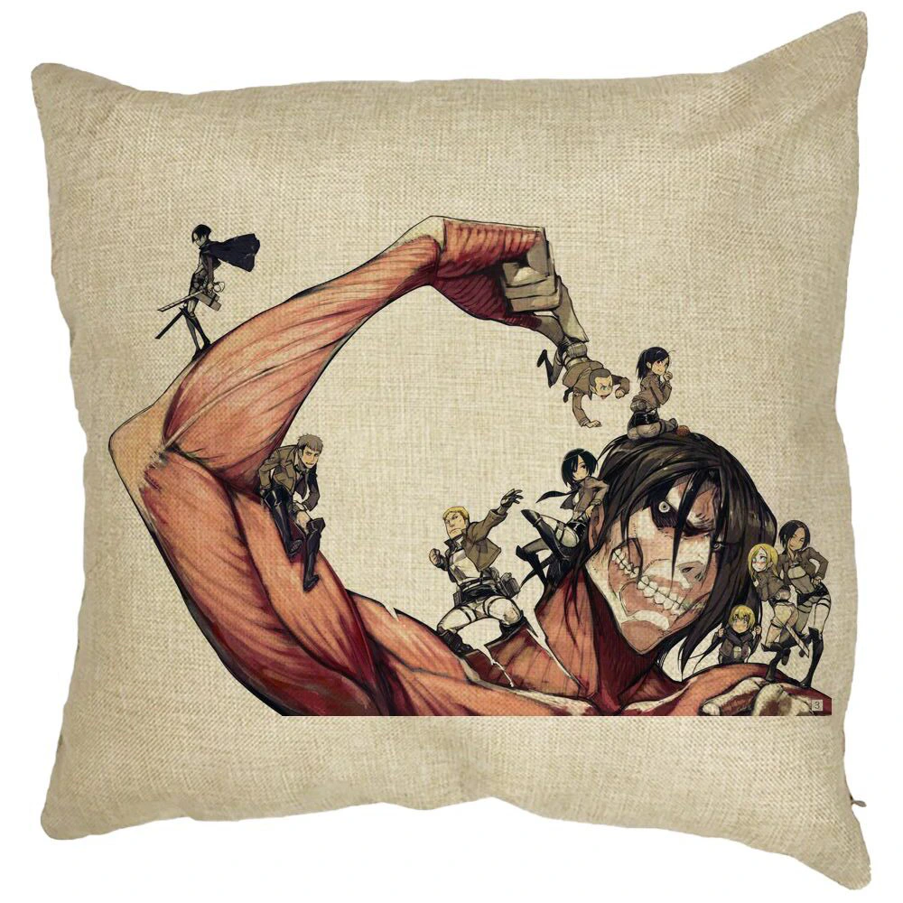 Perna Decorativa cu Attack on Titan Giant, 40x40 cm, Husa Detasabila, Burduf 11 Perna Decorativa cu Attack on Titan Giant