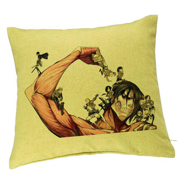 Perna Decorativa cu Attack on Titan Giant, 40x40 cm, Verde, Husa Detasabila, Burduf 5 Perna Decorativa cu Attack on Titan Giant
