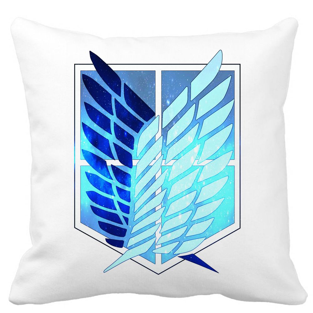 Perna Decorativa cu Attack on Titan Symbol, 40x40 cm, Alba, Mata, Husa Detasabila, Burduf 3 Perna Decorativa cu Attack on Titan Symbol