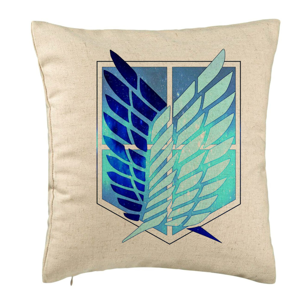 Perna Decorativa cu Attack on Titan Symbol, 40x40 cm, Bej, Husa Detasabila, Burduf 5 Perna Decorativa cu Attack on Titan Symbol