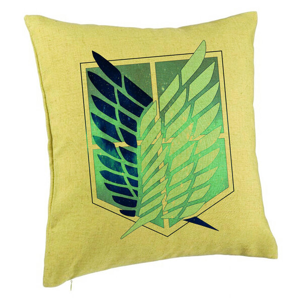 Perna Decorativa cu Attack on Titan Symbol, 40x40 cm, Verde, Husa Detasabila, Burduf 5 Perna Decorativa cu Attack on Titan Symbol
