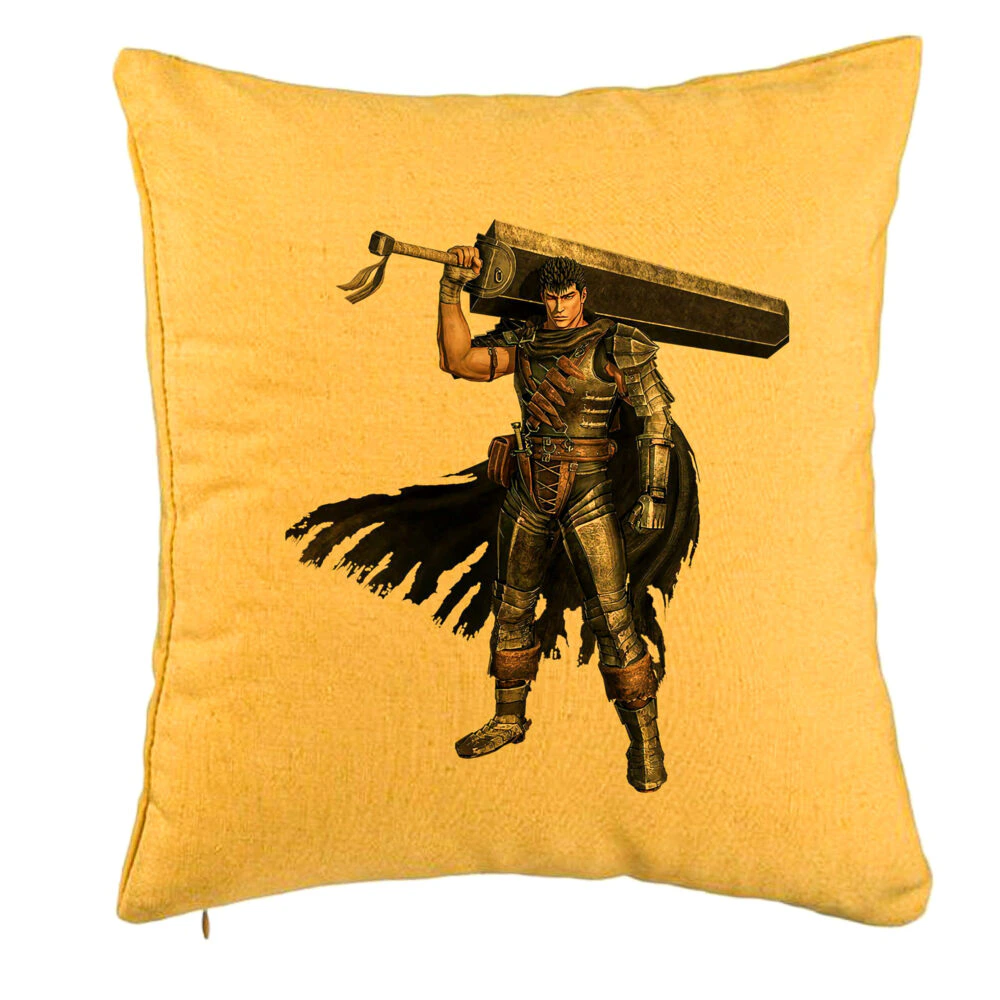 Perna Decorativa cu Berserk 2, 40x40 cm, Galben, Husa Detasabila, Burduf 5 Perna Decorativa cu Berserk 2
