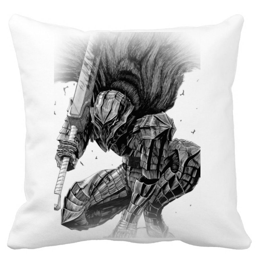 Perna Decorativa cu Berserk, 40x40 cm, Alba, Mata, Husa Detasabila, Burduf 3 Perna Decorativa cu Berserk