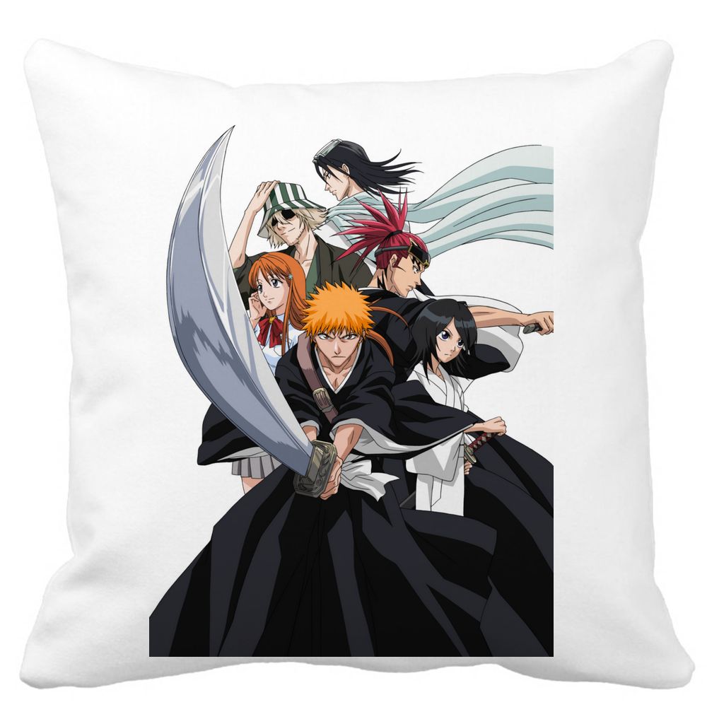 Perna Decorativa cu Bleach Characters, 40x40 cm, Alba, Mata, Husa Detasabila, Burduf 3 Perna Decorativa cu Bleach Characters