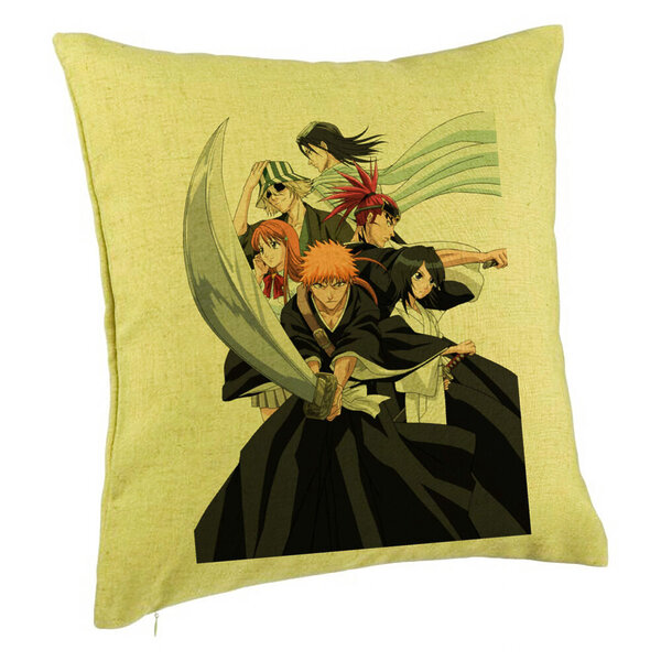 Perna Decorativa cu Bleach Characters, 40x40 cm, Verde, Husa Detasabila, Burduf 5 Perna Decorativa cu Bleach Characters