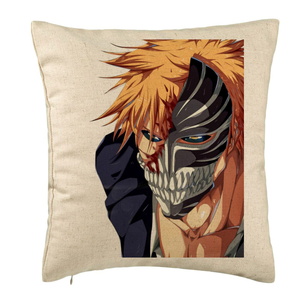Perna Decorativa cu Bleach Hollow Ichigo, 40x40 cm, Bej, Husa Detasabila, Burduf 5 Perna Decorativa cu Bleach Hollow Ichigo