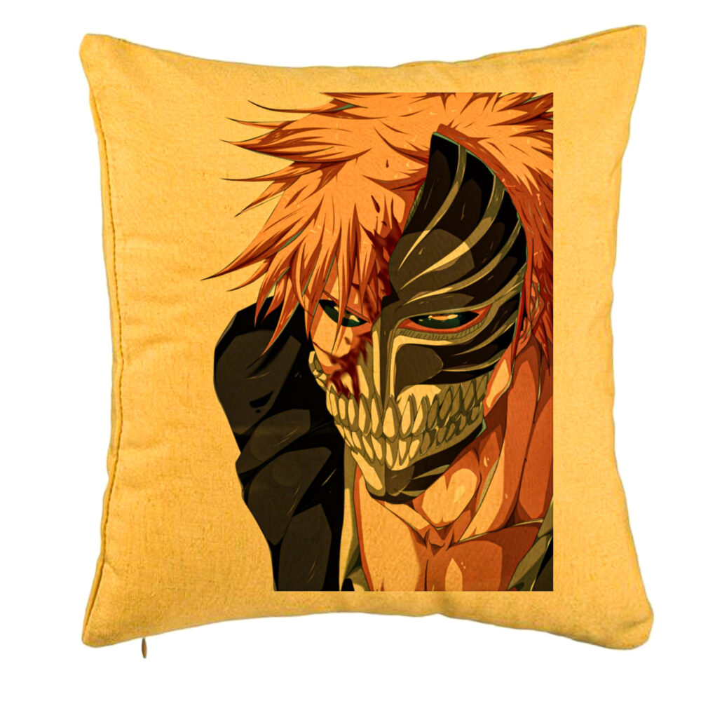 Perna Decorativa cu Bleach Hollow Ichigo, 40x40 cm, Galben, Husa Detasabila, Burduf 5 Perna Decorativa cu Bleach Hollow Ichigo