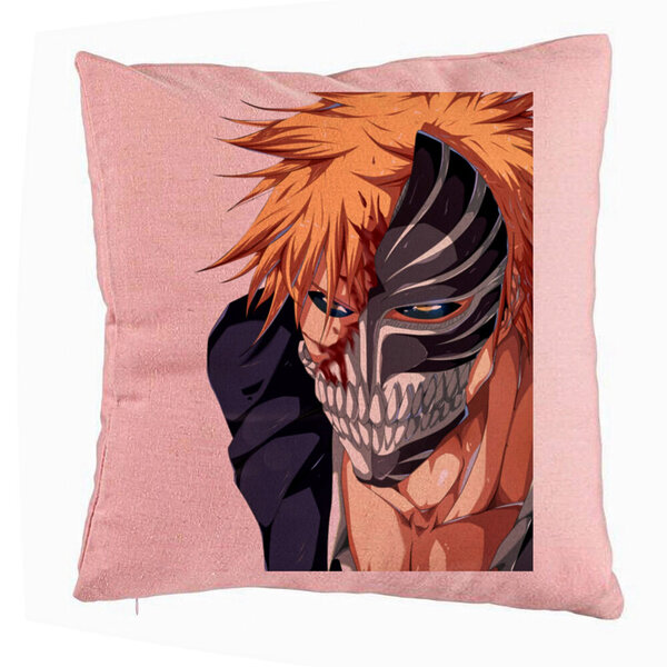 Perna Decorativa cu Bleach Hollow Ichigo, 40x40 cm, Roz, Husa Detasabila, Burduf 5 Perna Decorativa cu Bleach Hollow Ichigo