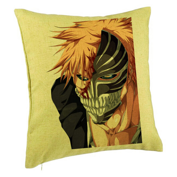 Perna Decorativa cu Bleach Hollow Ichigo, 40x40 cm, Verde, Husa Detasabila, Burduf 5 Perna Decorativa cu Bleach Hollow Ichigo