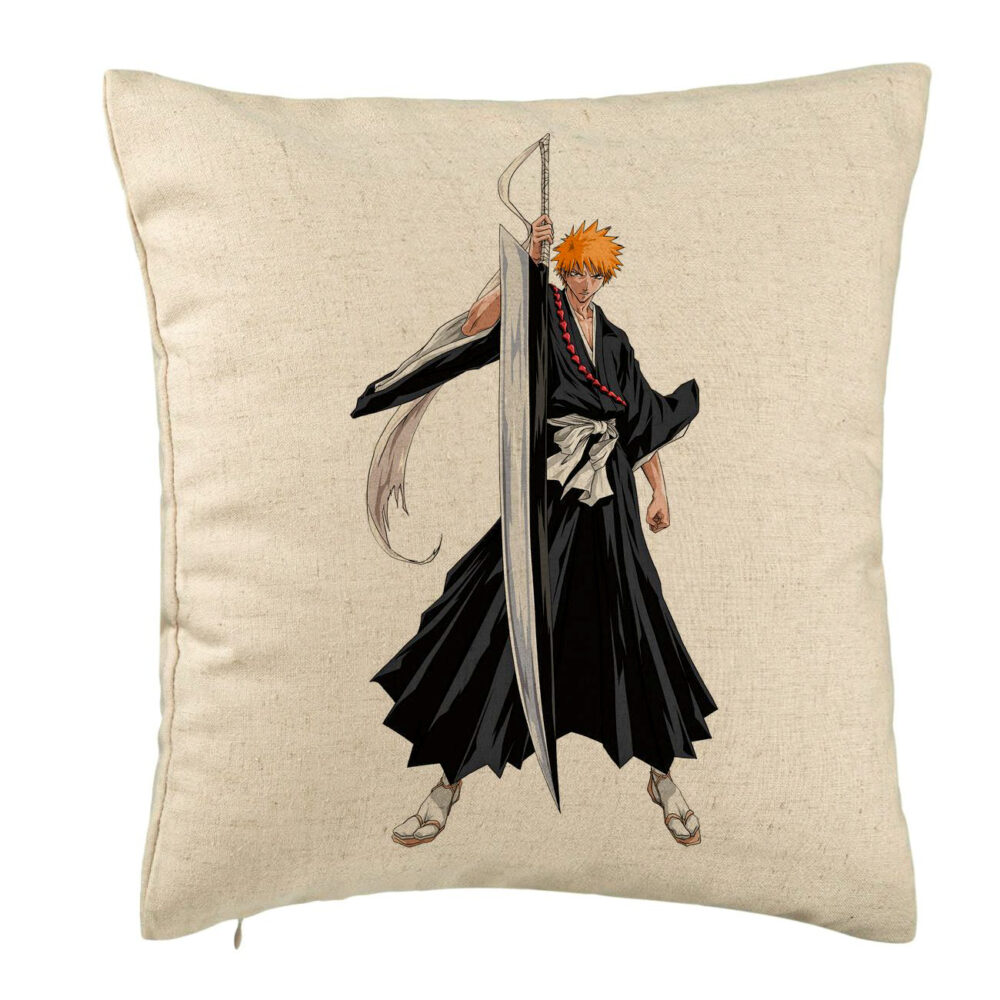 Perna Decorativa cu Bleach - Ichigo, 40x40 cm, Bej, Husa Detasabila, Burduf 5 Perna Decorativa cu Bleach - Ichigo