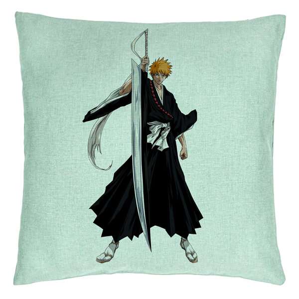 Perna Decorativa cu Bleach - Ichigo, 40x40 cm, Verde Menta, Husa Detasabila, Burduf 5 Perna Decorativa cu Bleach - Ichigo