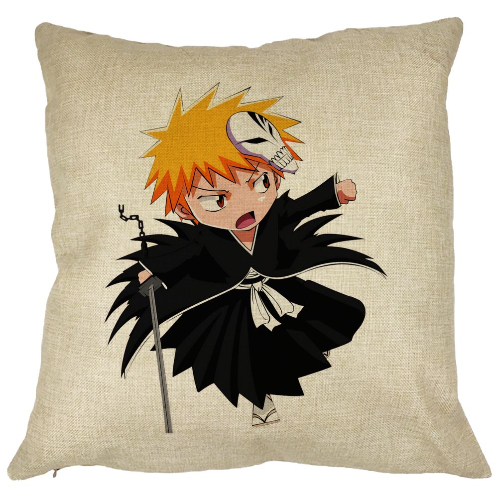 Perna Decorativa cu Bleach Mini Ichigo, 40x40 cm, Husa Detasabila, Burduf 11 Perna Decorativa cu Bleach Mini Ichigo