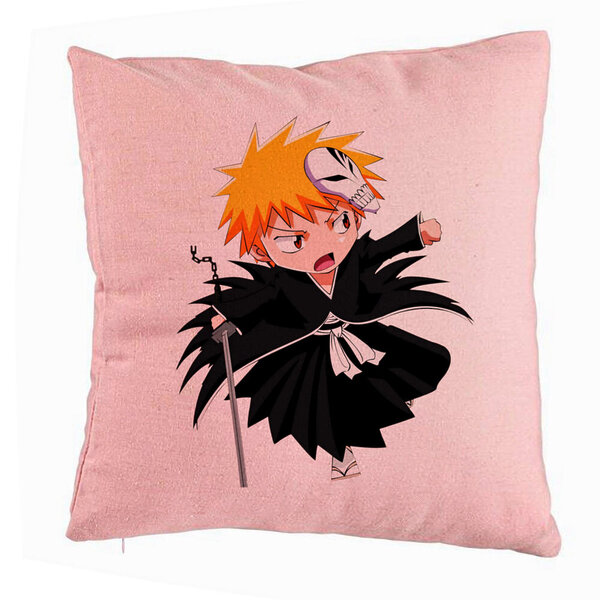 Perna Decorativa cu Bleach Mini Ichigo, 40x40 cm, Roz, Husa Detasabila, Burduf 5 Perna Decorativa cu Bleach Mini Ichigo