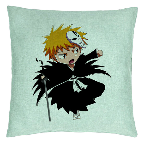 Perna Decorativa cu Bleach Mini Ichigo, 40x40 cm, Verde Menta, Husa Detasabila, Burduf 5 Perna Decorativa cu Bleach Mini Ichigo