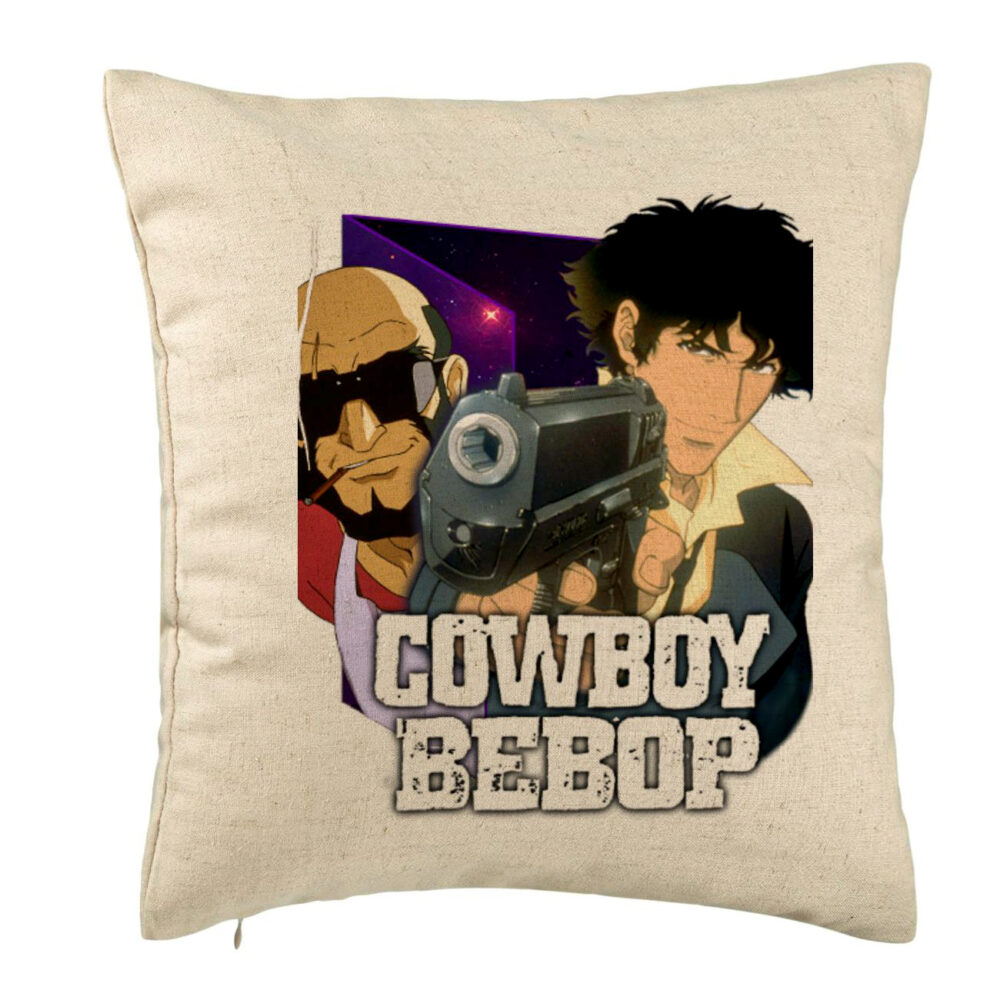 Perna Decorativa cu Cowboy Bebop 3, 40x40 cm, Bej, Husa Detasabila, Burduf 5 Perna Decorativa cu Cowboy Bebop 3