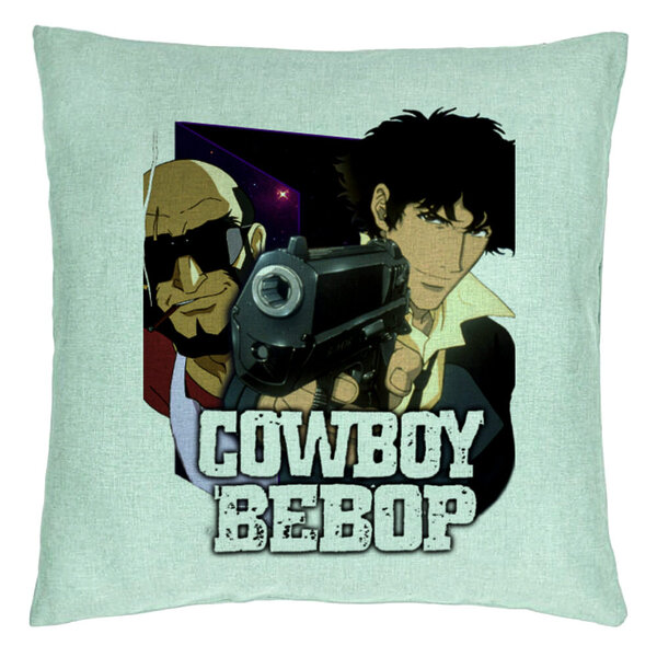 Perna Decorativa cu Cowboy Bebop 3, 40x40 cm, Verde Menta, Husa Detasabila, Burduf 5 Perna Decorativa cu Cowboy Bebop 3