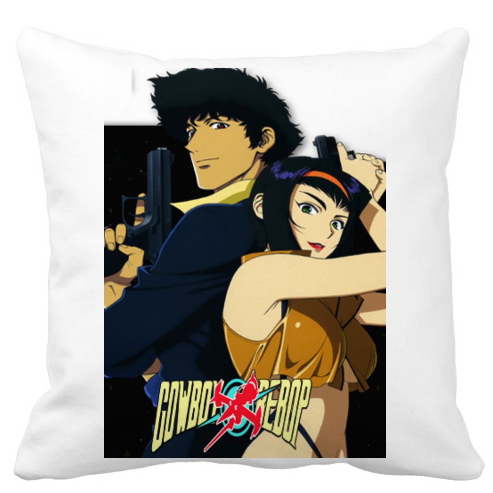 Perna Decorativa cu Cowboy Bebop, 40x40 cm, Alba, Mata, Husa Detasabila, Burduf 3 Perna Decorativa cu Cowboy Bebop