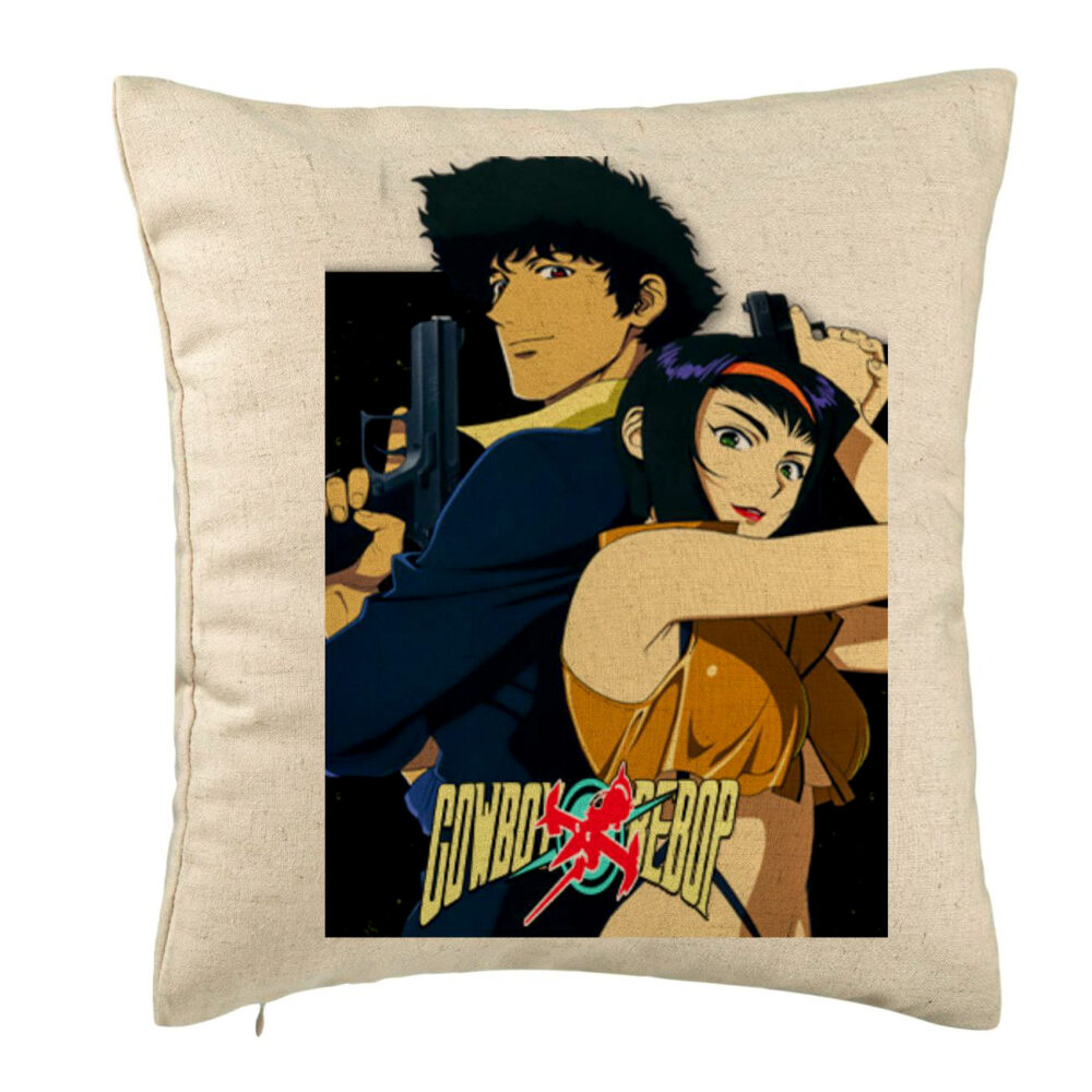 Perna Decorativa cu Cowboy Bebop, 40x40 cm, Bej, Husa Detasabila, Burduf 5 Perna Decorativa cu Cowboy Bebop