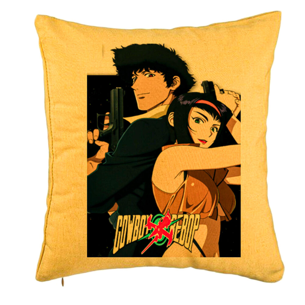 Perna Decorativa cu Cowboy Bebop, 40x40 cm, Galben, Husa Detasabila, Burduf 5 Perna Decorativa cu Cowboy Bebop