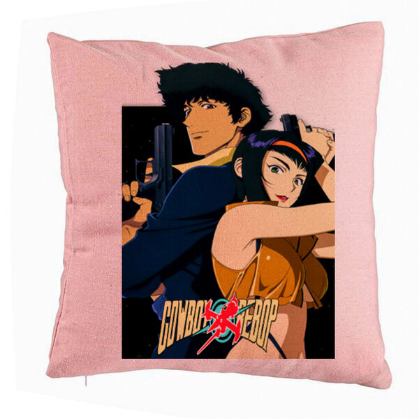 Perna Decorativa cu Cowboy Bebop, 40x40 cm, Roz, Husa Detasabila, Burduf 5 Perna Decorativa cu Cowboy Bebop