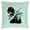 Perna Decorativa cu Death Note L, 40x40 cm, Verde Menta, Husa Detasabila, Burduf 7 Perna Decorativa cu Death Note L