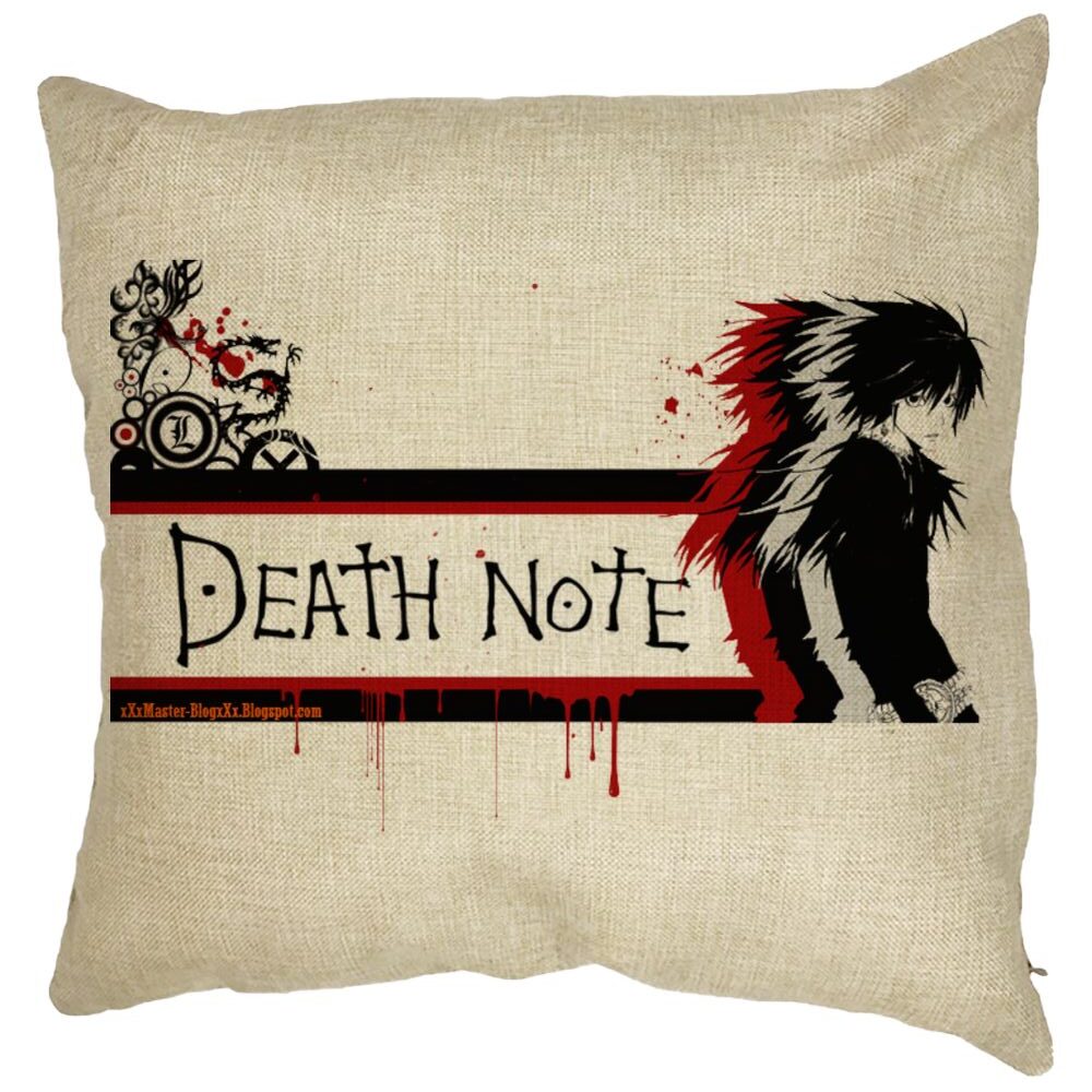 Perna Decorativa cu Death note 3, 40x40 cm, Husa Detasabila, Burduf 11 Perna Decorativa cu Death note 3