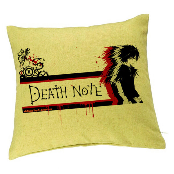 Perna Decorativa cu Death note 3, 40x40 cm, Verde, Husa Detasabila, Burduf 5 Perna Decorativa cu Death note 3