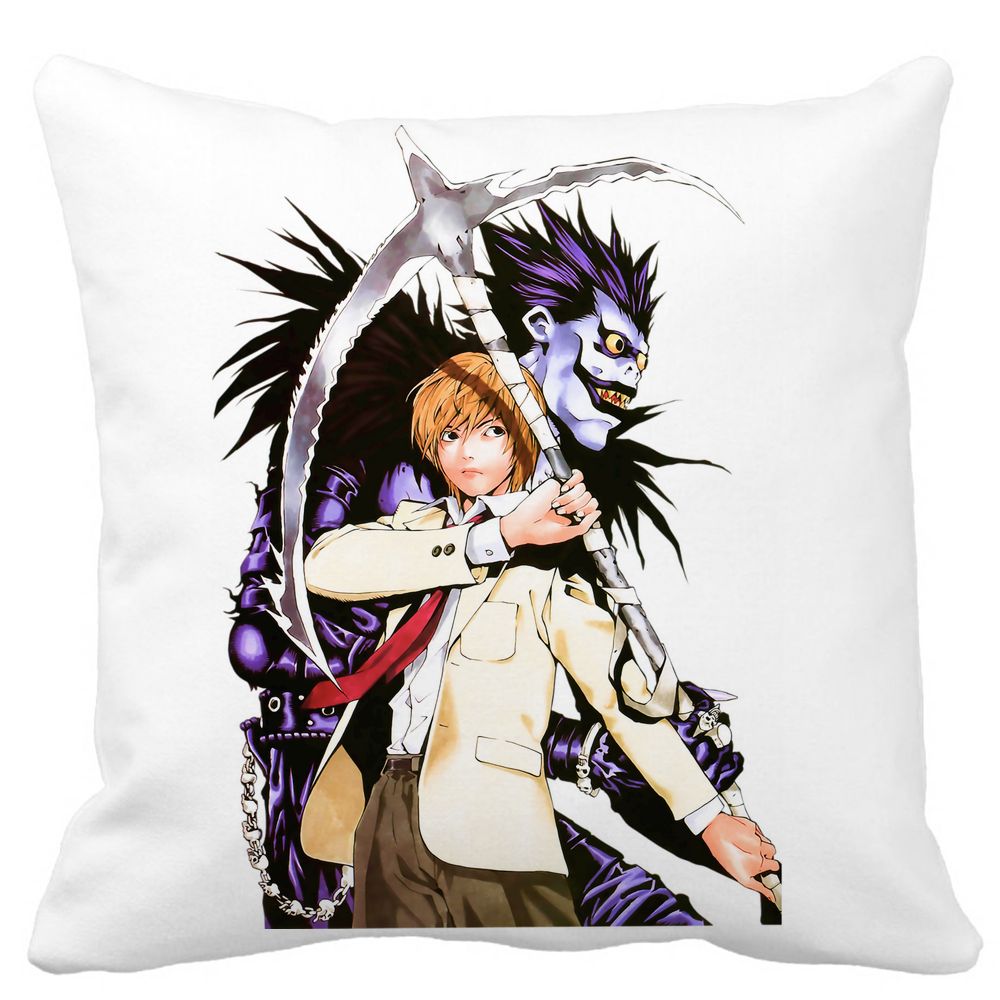 Perna Decorativa cu Deathnote 1, 40x40 cm, Alba, Mata, Husa Detasabila, Burduf 3 Perna Decorativa cu Deathnote 1