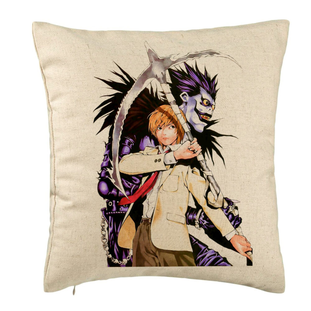 Perna Decorativa cu Deathnote 1, 40x40 cm, Bej, Husa Detasabila, Burduf 5 Perna Decorativa cu Deathnote 1